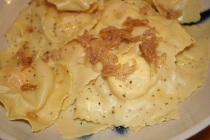 Goat-Cheese-Ravioli-with-Caramelized-Shallots-&-Mushroom-Sage-Cream-Sauce