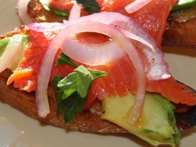 Wild Smoked Salmon & Avocado Crostini